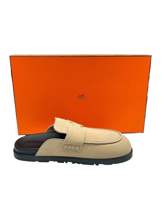 HERMES Men\'s Beige Suede Go Mules size 5 main image 5